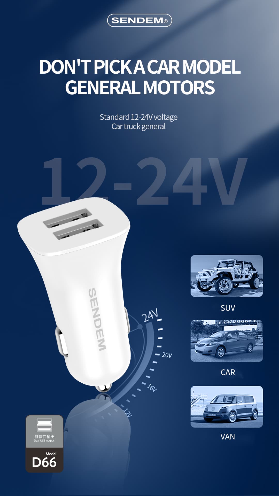 D66-3.4A - Duální USB nabíječka do auta (7)