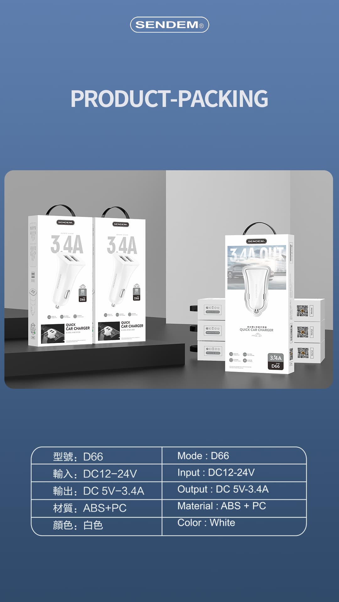 D66-3.4A -Ċarġer tal-karozza USB doppju (9)