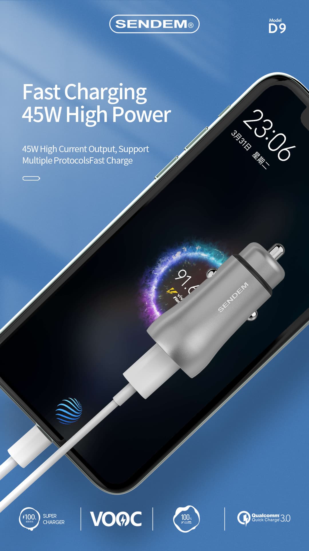 D9-45W full compatible Super fast charging car charger  (2)