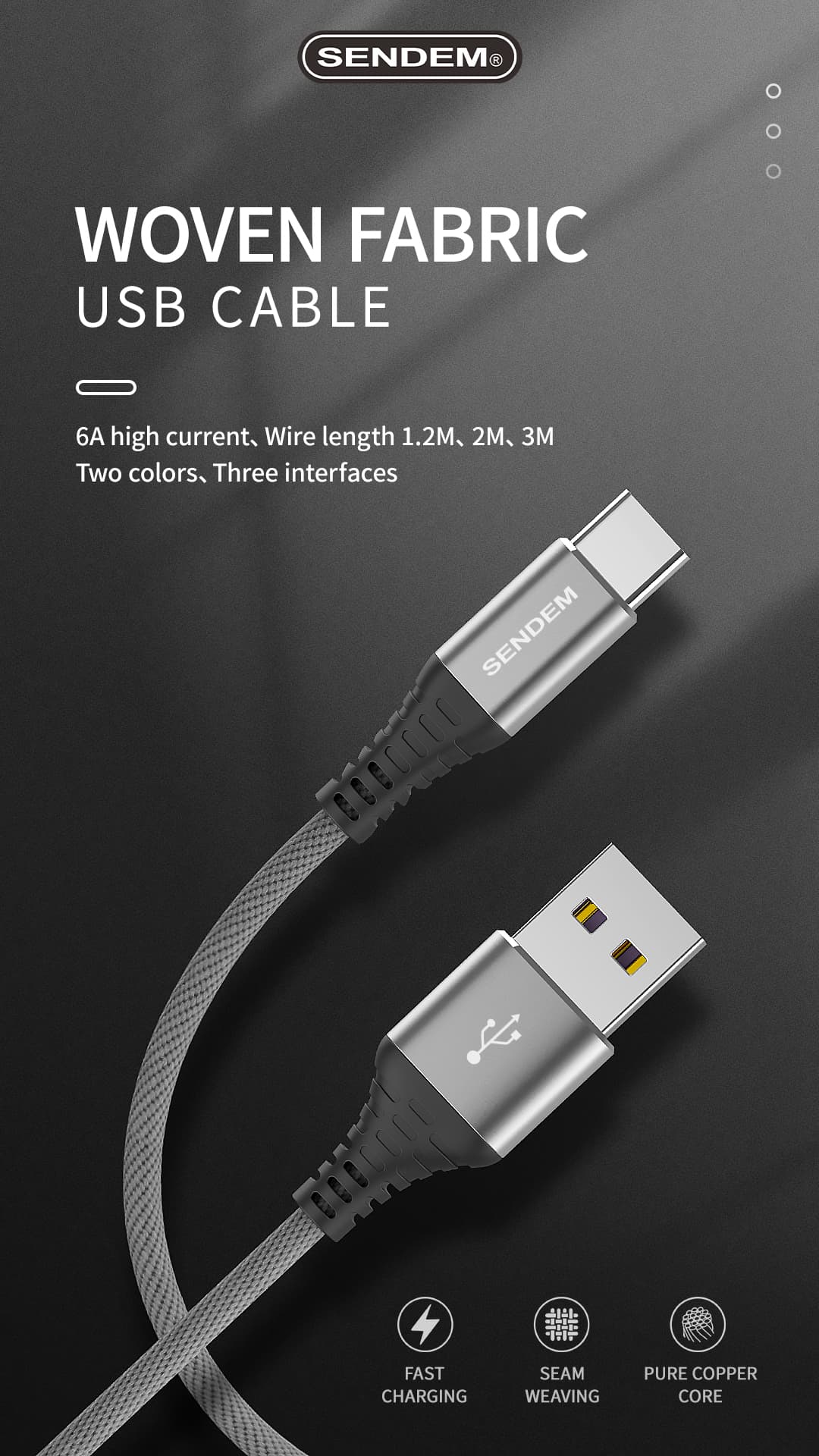 M11S-M12S-M13S - كابل USB مجدول من القماش 6A (1)