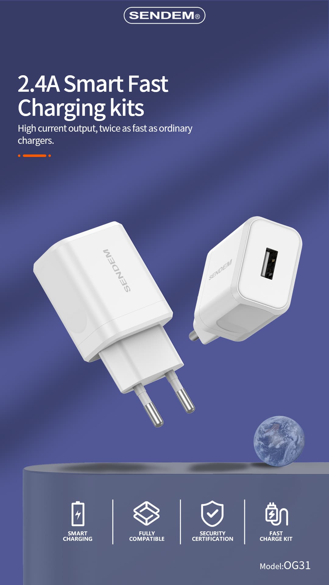 OG31-Ruishan series EU plug 2.4A USB wall charger (1)