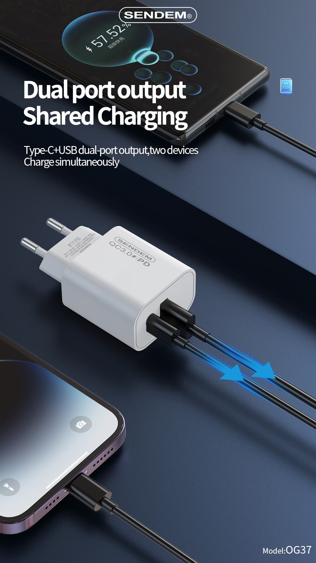 OG37-EU plug PD+QC3.0 lua uafu fa'atau vave (2)